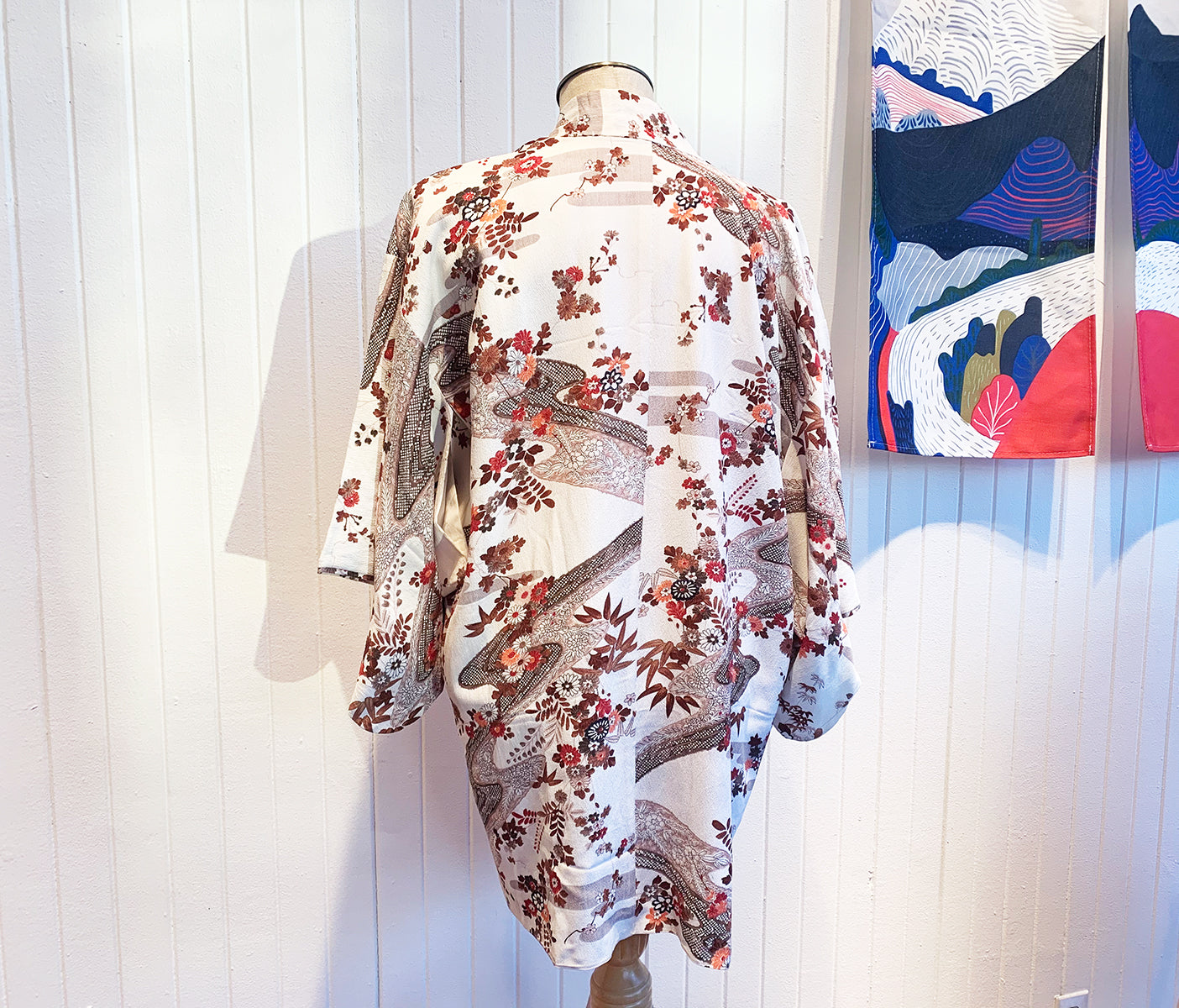 Vintage Haori/Kimono Beige Floral 1960s