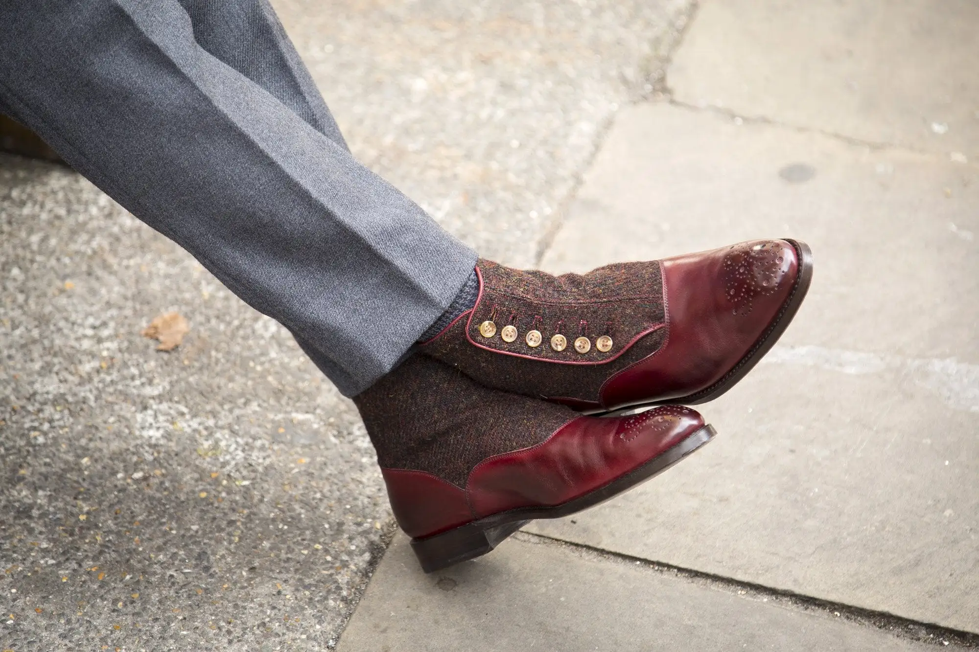 Westlake - MTO - Burgundy Calf / Burgundy Medley Tweed - NGT Last - Single Leather Sole