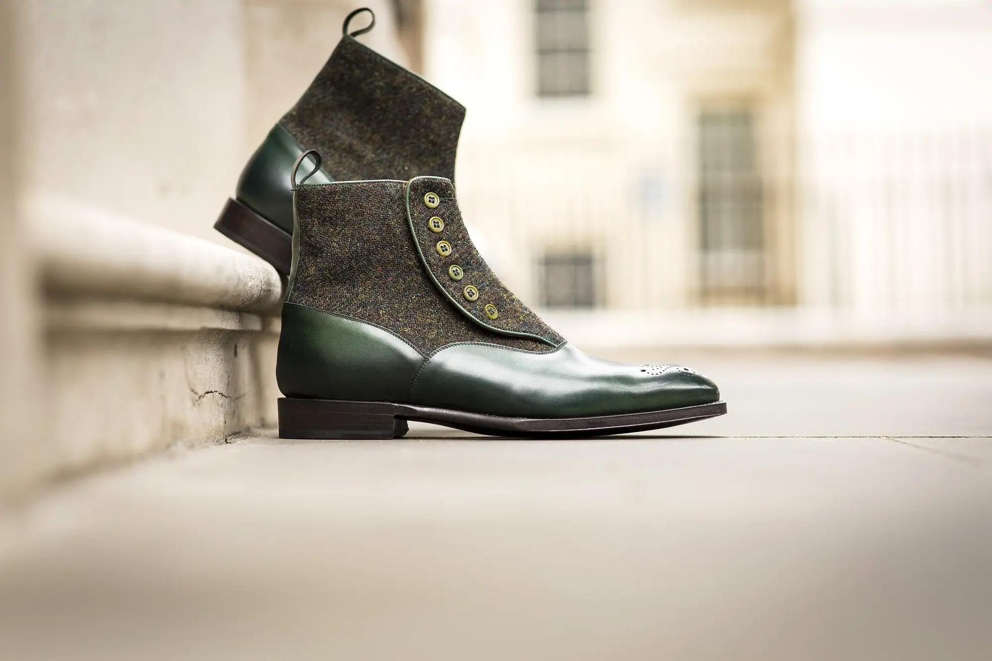 Westlake - MTO - Forest Green Calf / Moss Green Medley Tweed - NGT Last - Single Leather Sole