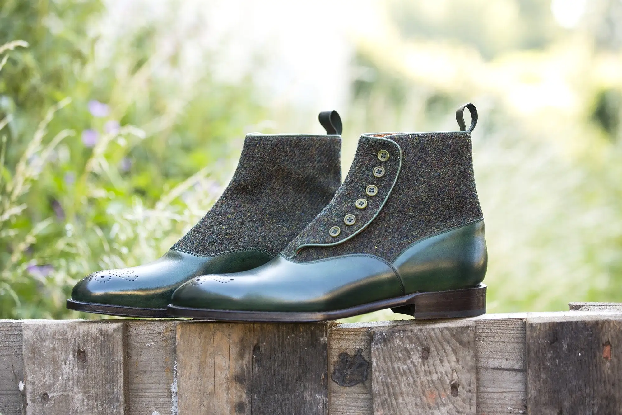 Westlake - MTO - Forest Green Calf / Moss Green Medley Tweed - NGT Last - Single Leather Sole