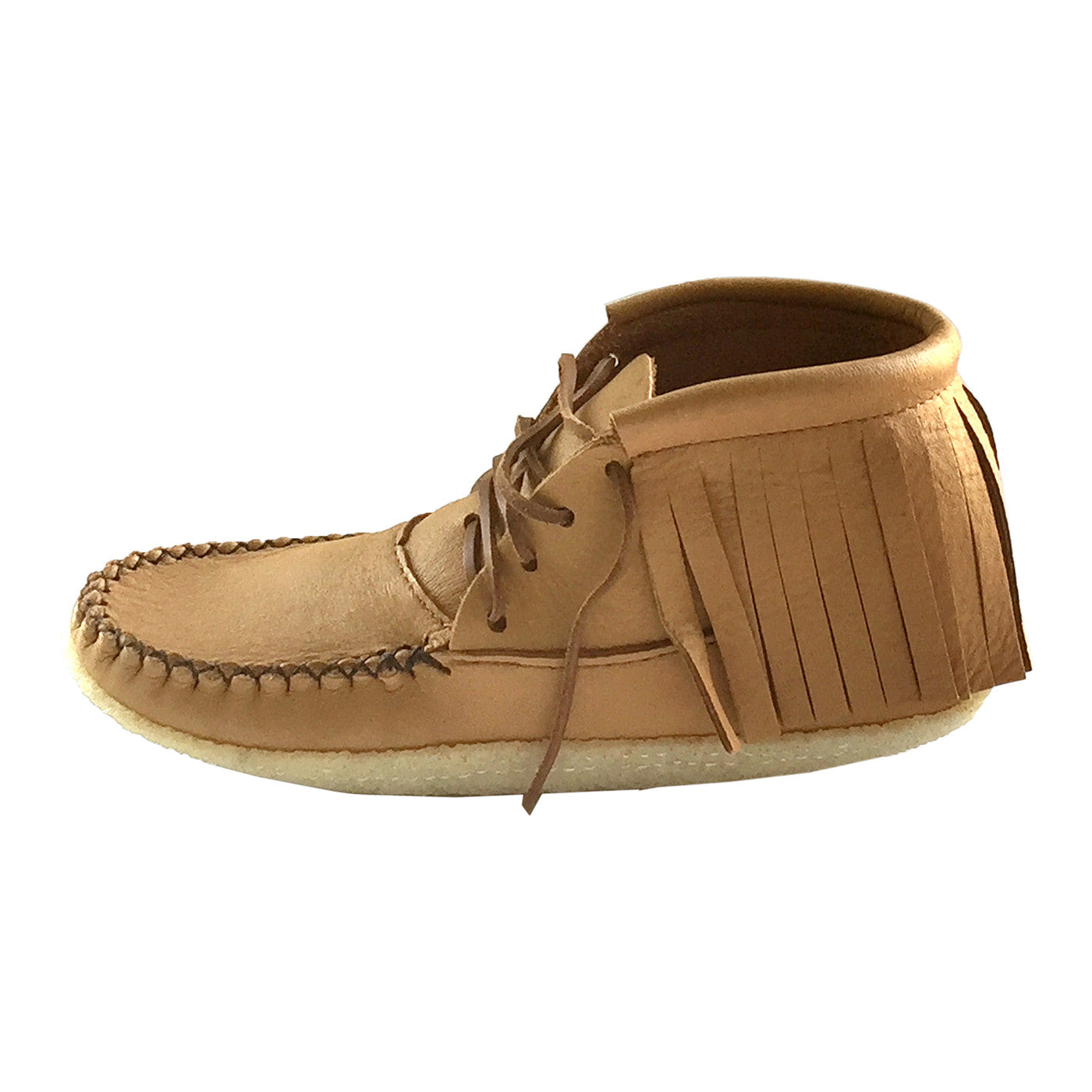 Women’s Fringed Crepe Sole Moose Hide Moccasin Boots