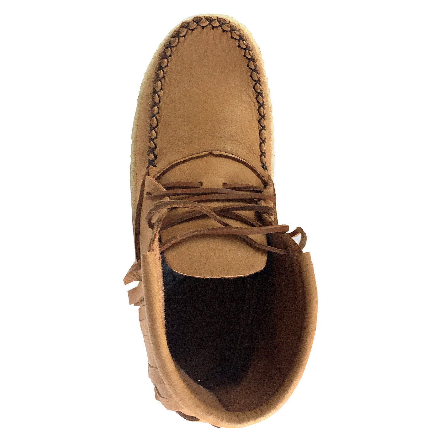 Women’s Fringed Crepe Sole Moose Hide Moccasin Boots