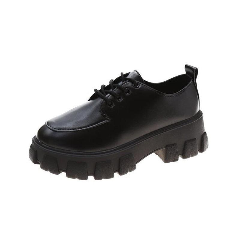 Women's Lolita Style Platform Loafers with Chunky Heel in Classic Black