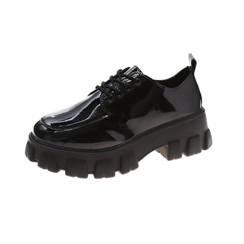 Women's Lolita Style Platform Loafers with Chunky Heel in Classic Black