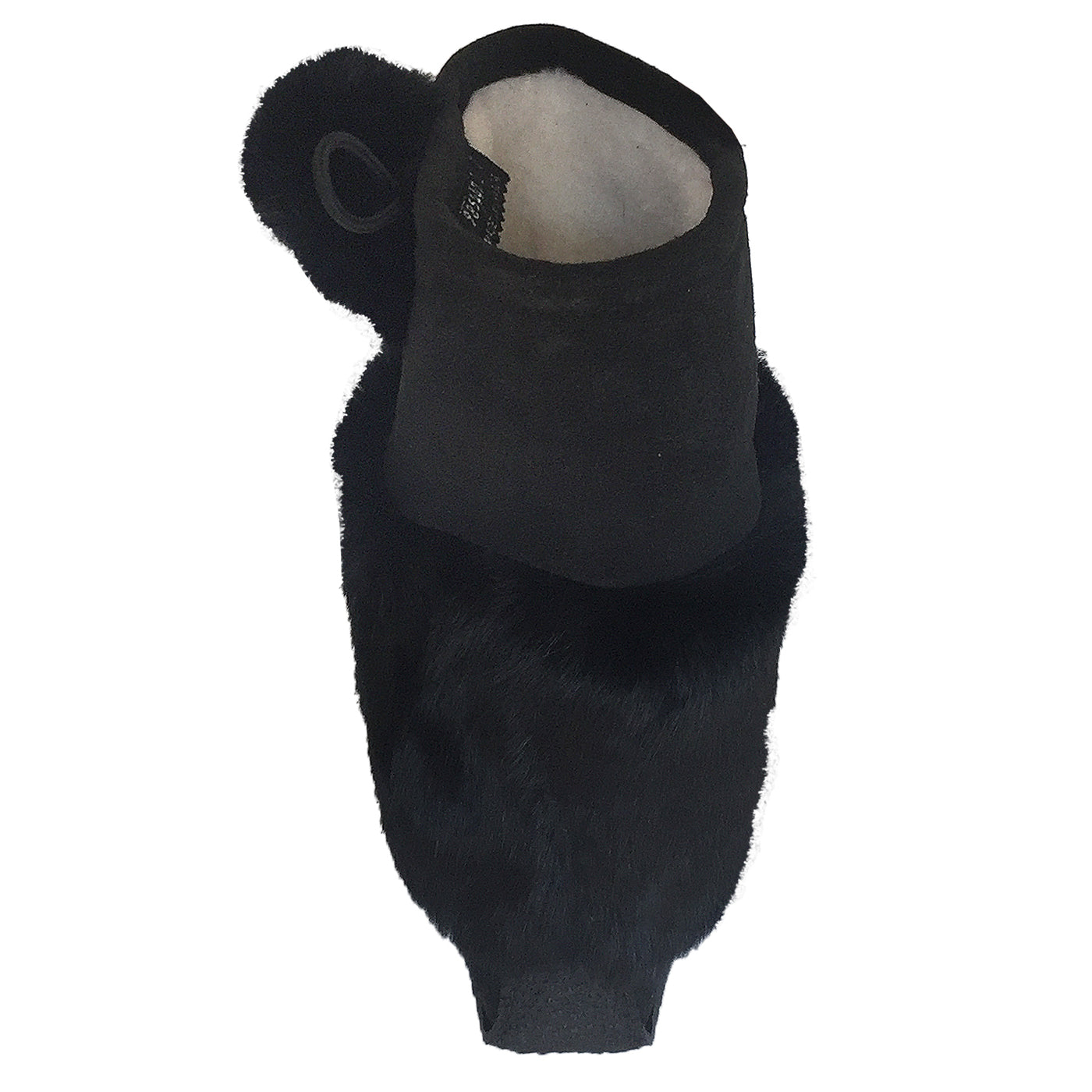 Women's Suede Mid-Calf Black Rabbit Fur Mukluks FINAL CLEARANCE 5 ONLY